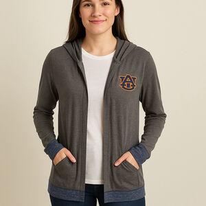 Colosseum Auburn Gray Blue Hoodie Cardigan - Large